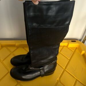 Black leather boots